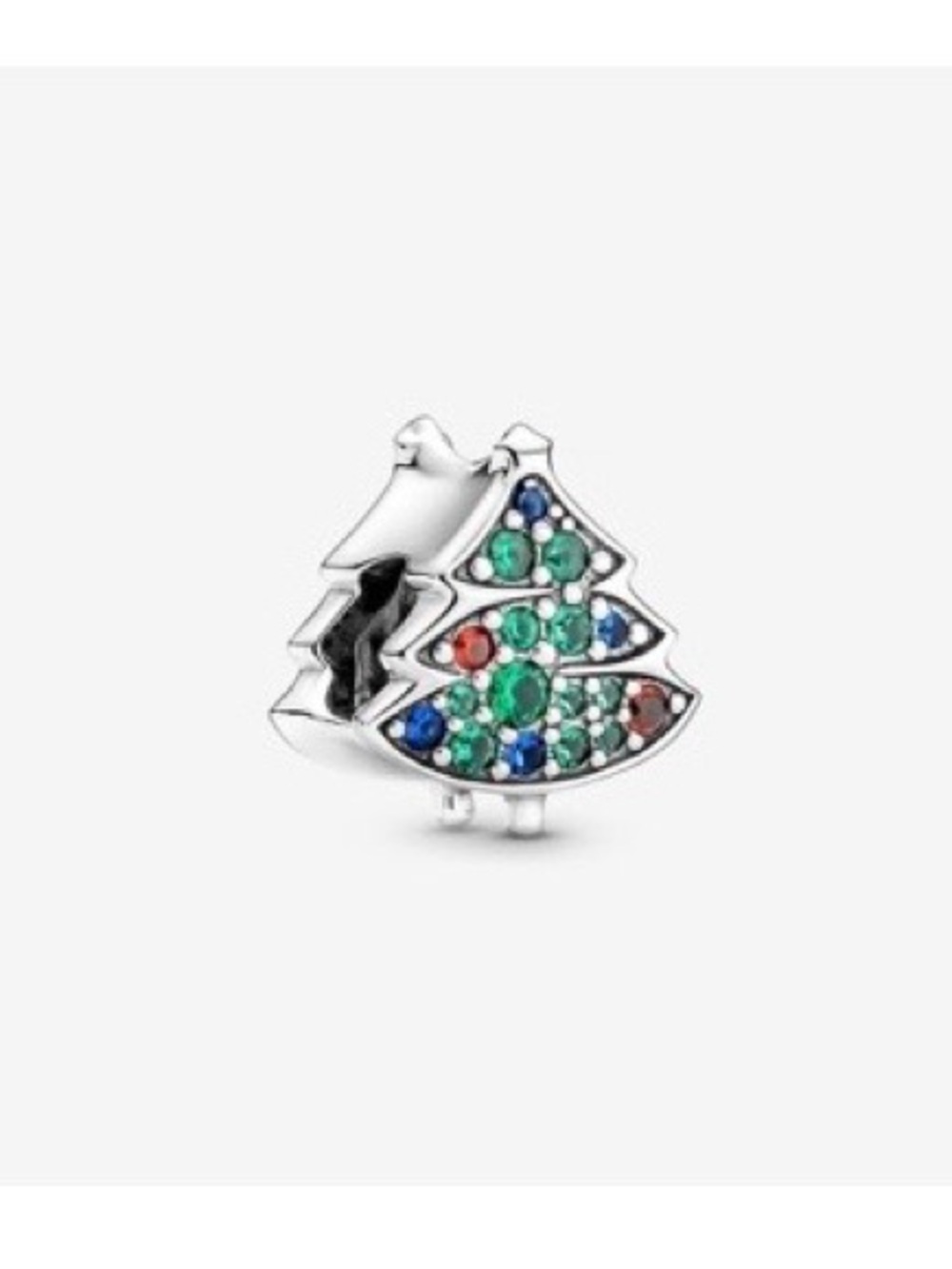Pandora Holiday Tree Pavé Charm - Green, Blue, Red Stones authentic